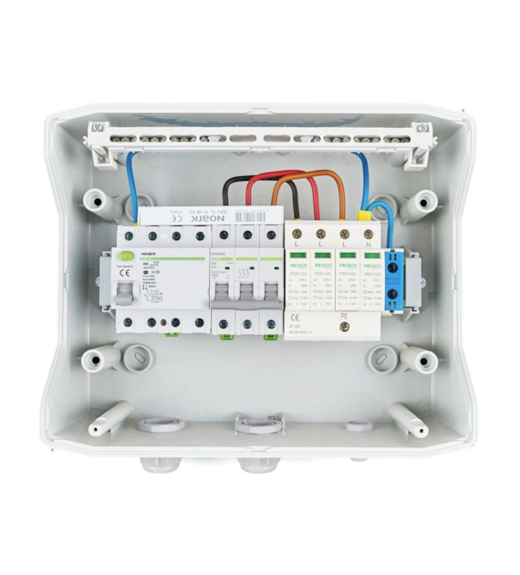 Gotowa Rozdzielnica R|AC|T1+T2|B20|40A/100mA|3F Projoy
