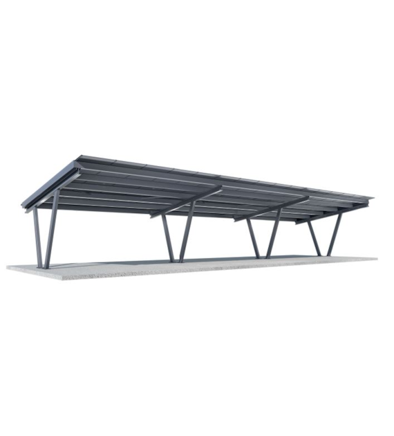 Carport dwustanowiskowy – CPU2PRO ; Układ modułów: V3x5 (15 modułów) ; Wielkość modułu: 1954 × 1134 × 30 mm ; z uszczelnieniem
